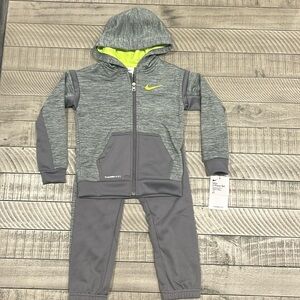 Nike boys size 4t grey outfit two piece set hoodie zip up
